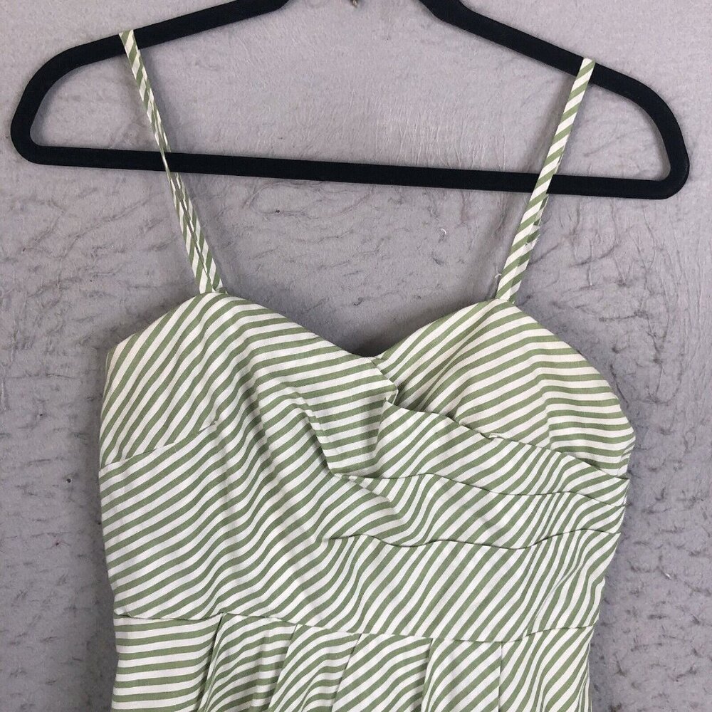 A Byer Dress Womens 8 Green White Striped Y2K Sundress Retro Beach Summer